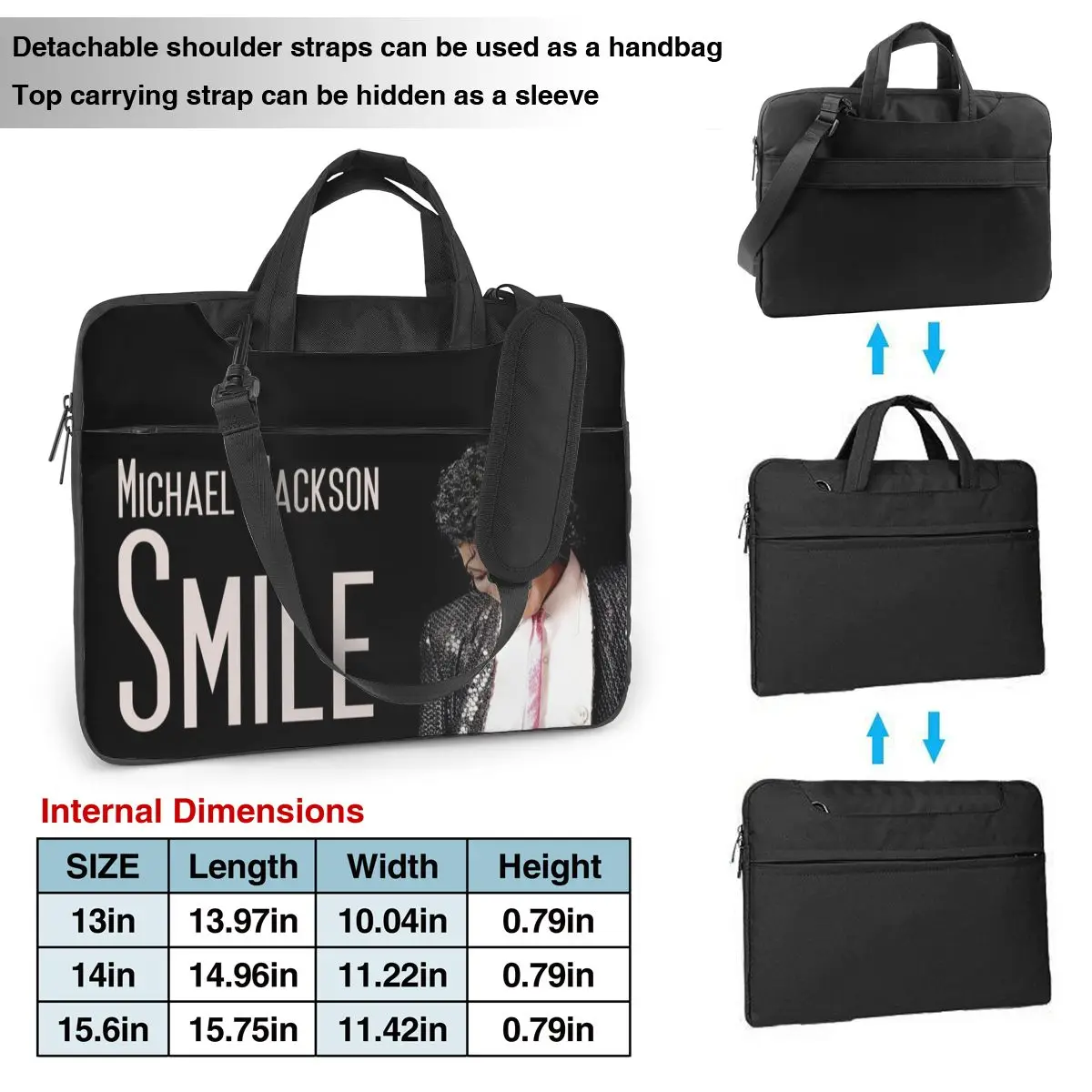 Michael Jackson Laptop Bag Case Protective Vintage Computer Bag Bicycle Crossbody Laptop Pouch