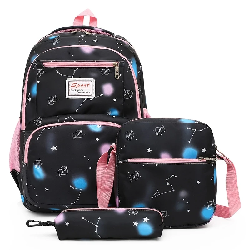 3ピース/セット花印刷学校のバックパック女女性の女の子bagpacksランドセル十代リュックスクールバッグ嚢