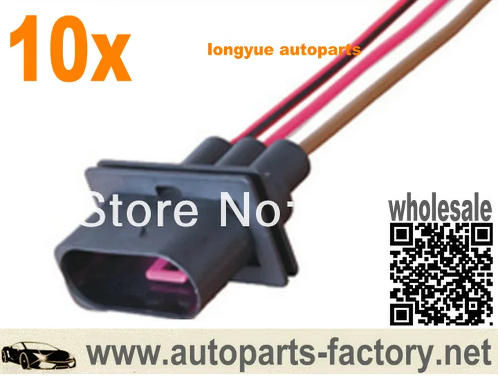 Longyue 10pcs 3-Way 1J0 906 443 Male Connector Wiring Harness 1J0906443