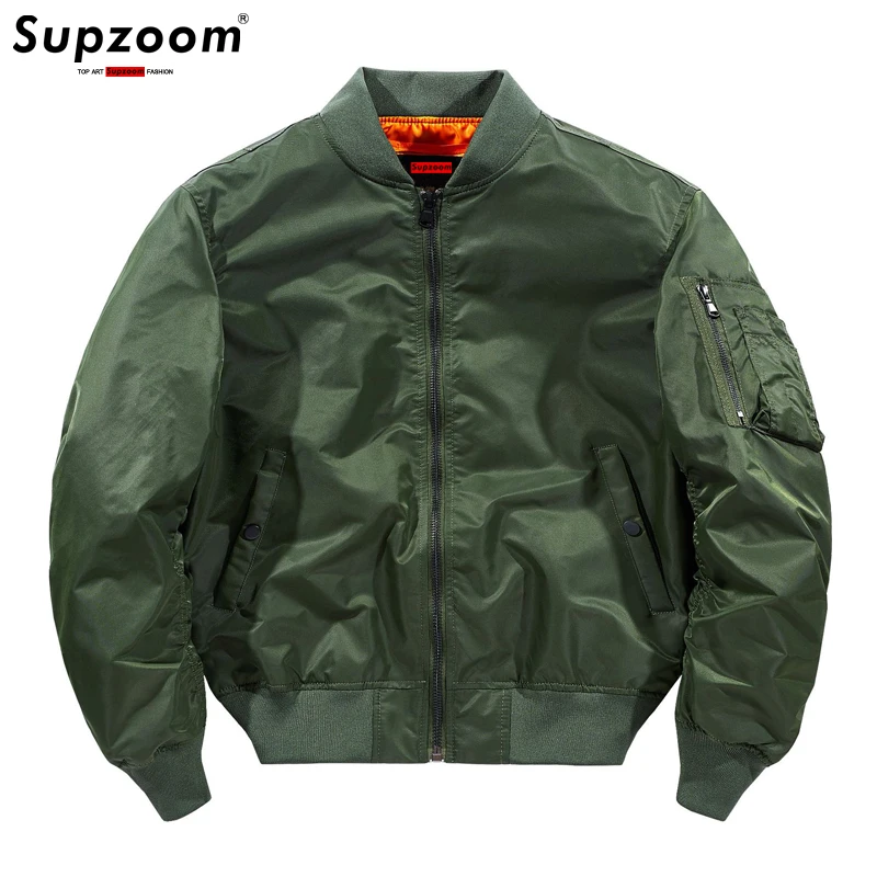 Supzoom 2021 Casual Baseball Jackets Bomber Air Force Pilot Jacket Motorcycle Solid Color Coat Large Military Uniform Foreign