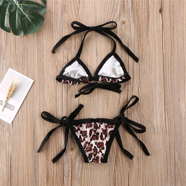 0-24Months Baby Girls Swimsuits Toddler Girls Leopard Print Swimwear For Girls Bikini Set 2024 Summer Infant Girls Bathing Suits 4