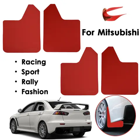 4x Red Mud Flaps For Mitsubishi lancer Evolution EVO X 4 5 6 7 8 9 ix Outlander Sport WRC Mirage Mudflaps Splash Guard Mudguards