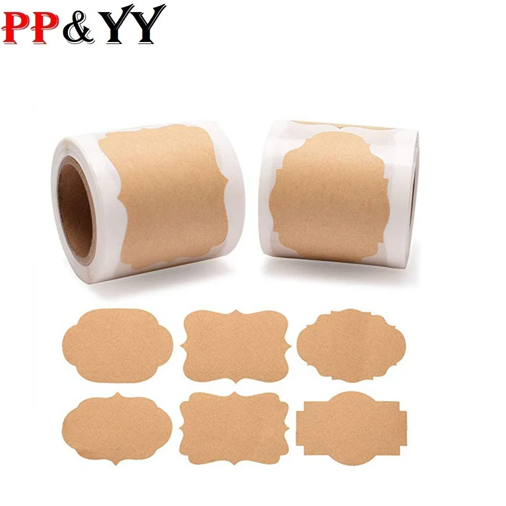 300 Piece 2 Types Natural Kraft Paper Stickers Blank Writable Seal Labels Mason Jar Glass Bottle Cake Baking stationery sticker