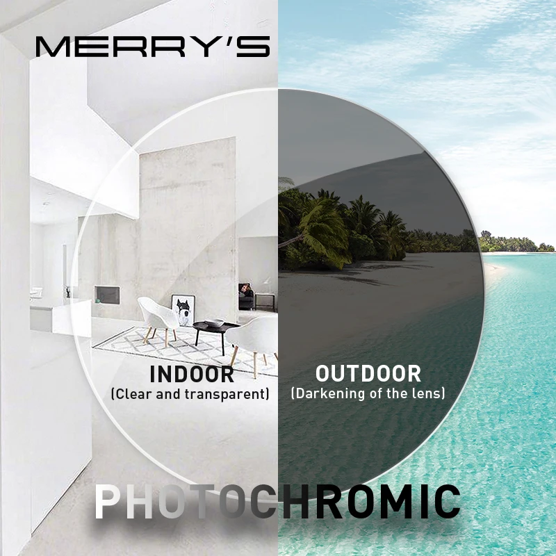 MERRYS Anti Blue Light Rays Photochromic Series 1.56 1.61 1.67 Prescription CR-39 Resin Aspheric Glasses Lenses Myopia Lens