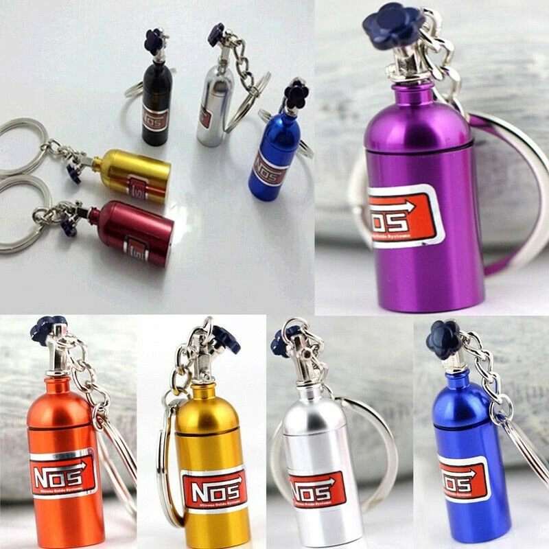 Turbo NOS Nitrous Oxide Bottle Key Chain Keychain Keyring Stash Pill Box Storag Key Ring Creative Gifts for Friends Families