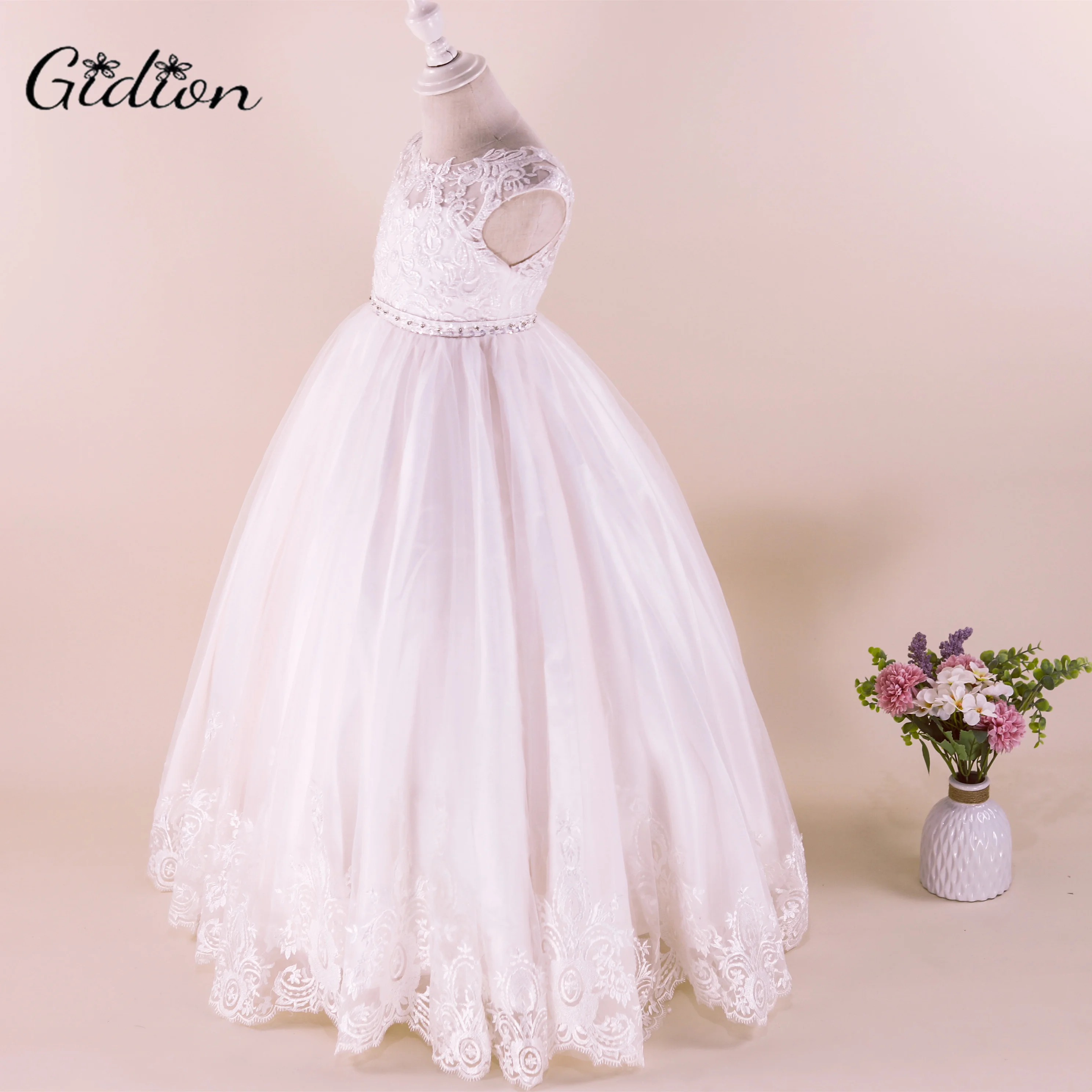 Floor-Length Applique Kids Flower Girl Dress Wedding Evening Gown Birthday Pageant Festivity Celebration Prom Ball Banquet Event