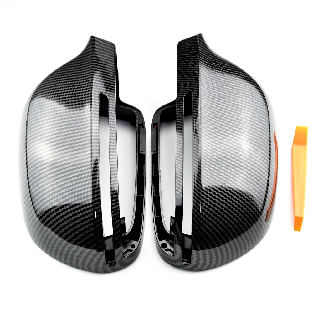 ABS Carbon fiber style add-on type car side door mirrors cover auto rearview mirror capS for Audi A4 A5 B8 A3 8P A6 C6 Q3