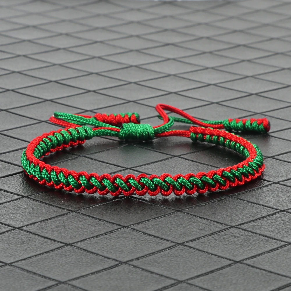 Tibetan Buddhist Lucky Charm Bracelets & Bangles for Women Men Handmade Knots Green Red Rope Christmas Gift Bracelet Jewelry