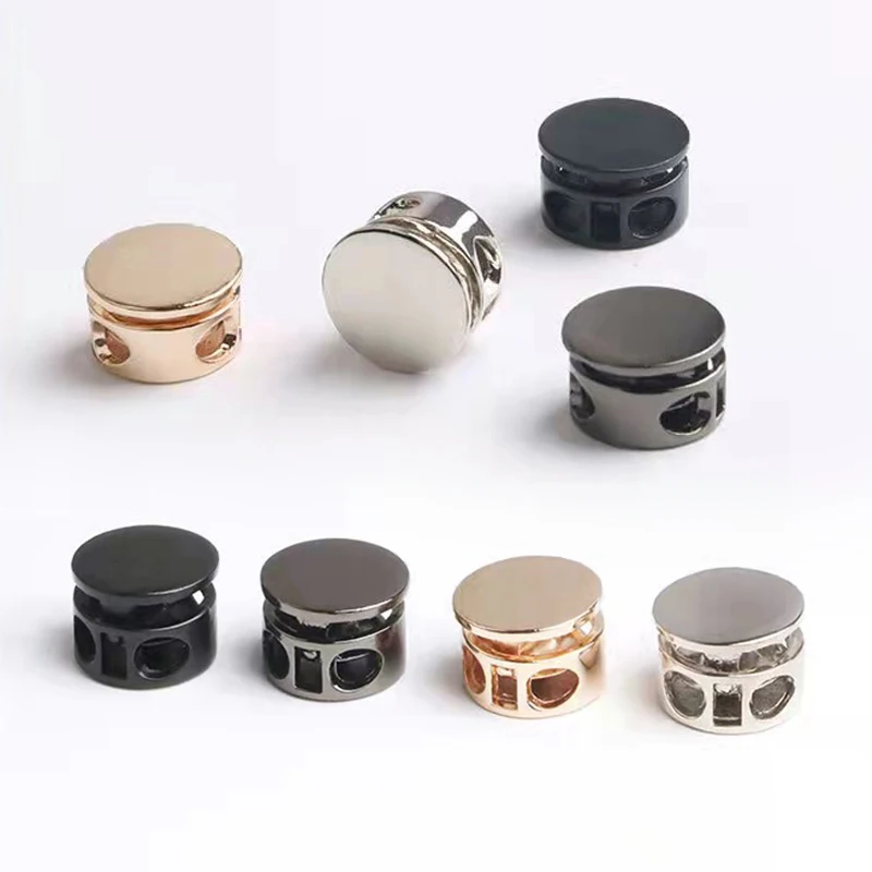 10pcs 15mm Metal Double Hole Stopper Buckles Spring Elastic Adjustment Cord Lock DIY Hat Cord End Decor Button Sewing Accessory