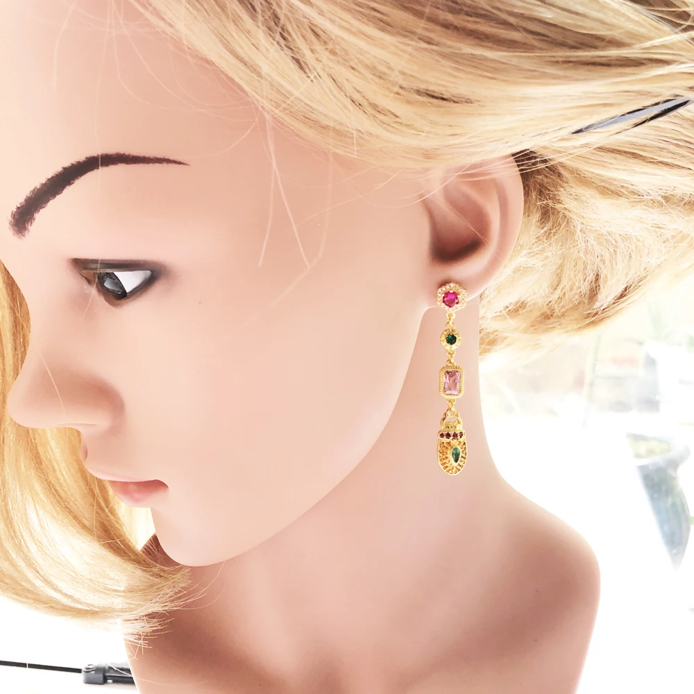 Drop Earrings Scarab Motif,Good Fine Jewelry Vintage Magical Talismans For Women,2020 Autumn New Lucky Gift