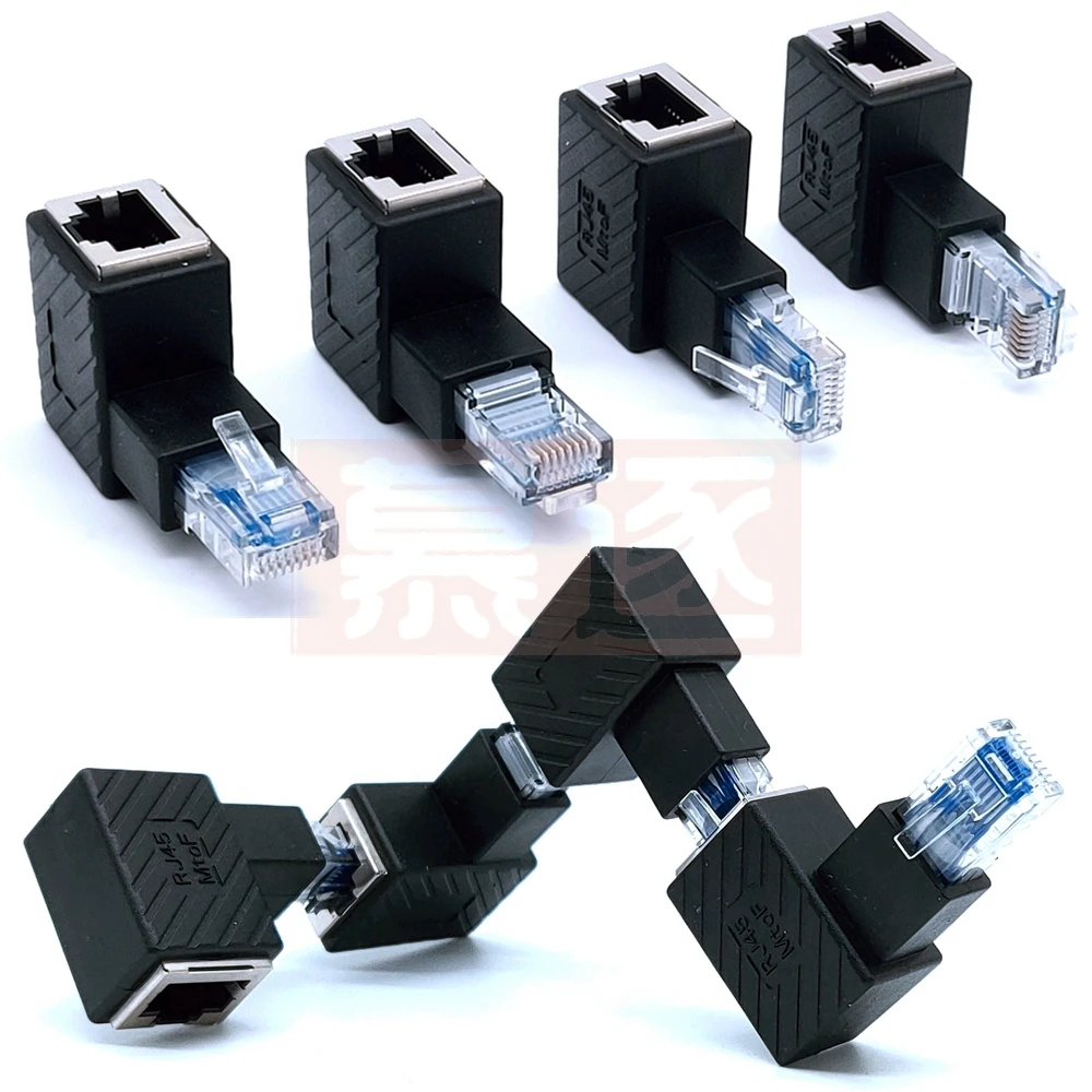 1PCS Multi-angle 90 Degree RJ45 Up Down Right Left Angled 8P8C FTP STP UTP Cat 5e Lan Ethernet Network Extension Adapter