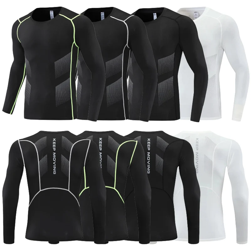 

Men Compression Running T Shirt Fitness Tight Long Sleeve Sport tshirt Training Jogging Shirts Gym Sportswear Quick Dry Rashgard