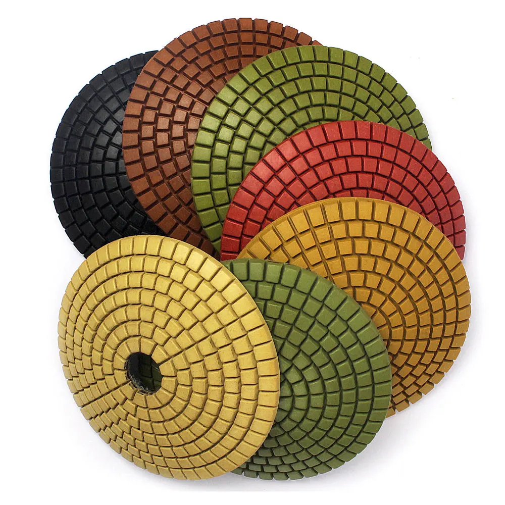 Diamond Convex Polishing Pad Bowl Type Arc Bowl 4 Inch 8pcs Stone Marble Granite Convex Grinding With Rubber Back Wet Use backer
