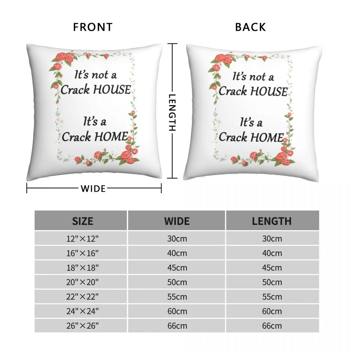 It's Not A Crack HOUSE It's A Crack HOME Square Pillowcase Polyester Linen Velvet Zip Decor Throw Pillow Case Room Cushion Case