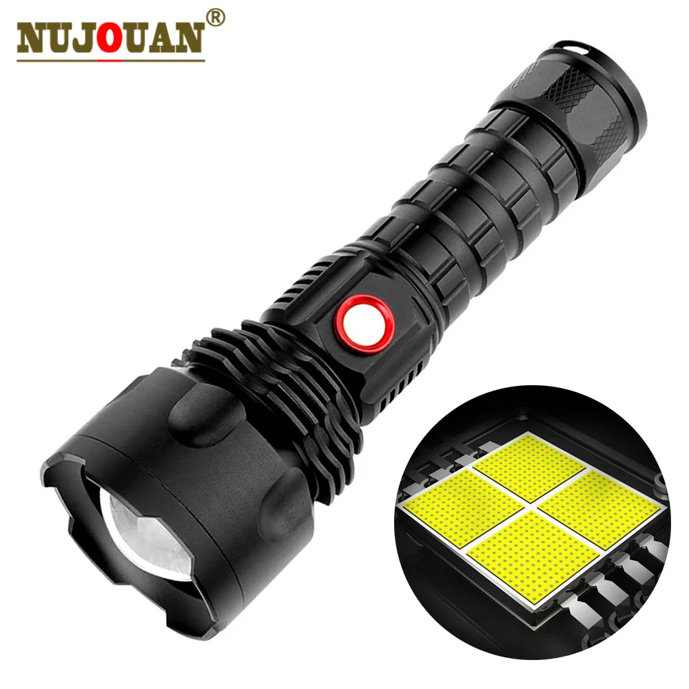 Potente linterna LED con 4 núcleos P70 lámpara con zoom 5 modos de iluminación soporte de antorcha LED para lámparas de caza de carga Mircro