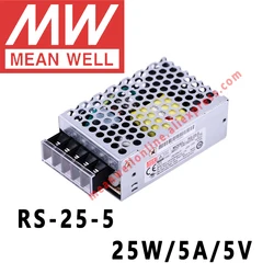 Mean Well RS-25-5 AC/DC 25 W/5A/5 V przełączanie pojedynczego wyjścia zasilacz meanwell sklep internetowy