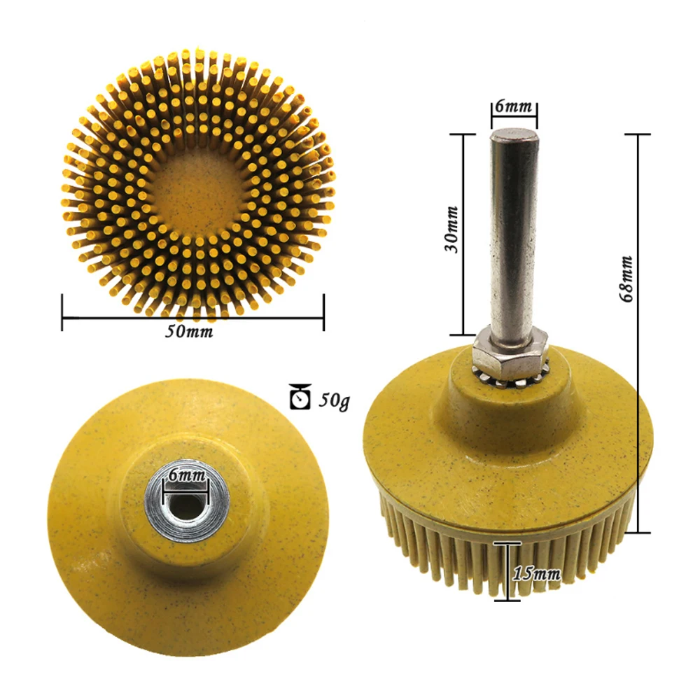 2นิ้ว1/4 "6.35มม.ขัดล้อกรวด50 80 120 Radial Bristle Disc Emery ยางขัดแปรง