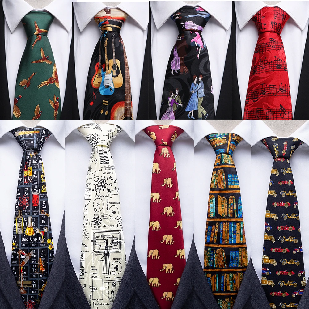 

Tailor Smith Pattern Ties Fancy Music Theme Necktie Polyester Printed Suit Dress Funny Casual Party Necktie Cravat Accessories