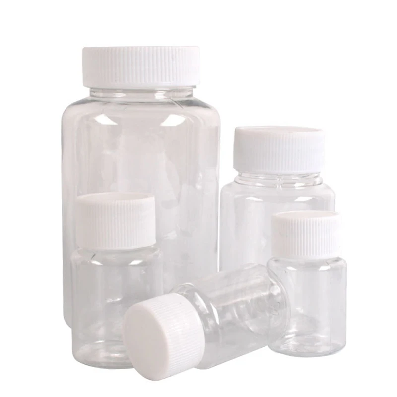 

100PCS 15ml/20ml/30ml/100ml Plastic PET Clear Empty Seal Bottle Solid Powder Medicine Pill Vial Container Reagent Packing Bottle