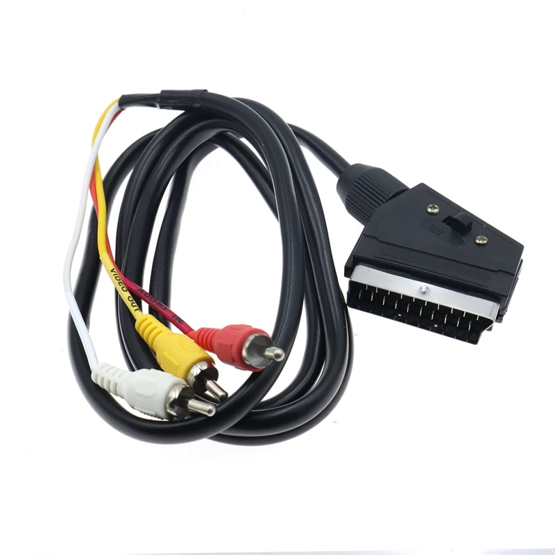 1.5m RGB Scart 21Pin To 3 RCA Audio Video Cable for NES for FCS   Triple 3 X Phono Composite Audio Video Leads European Standard