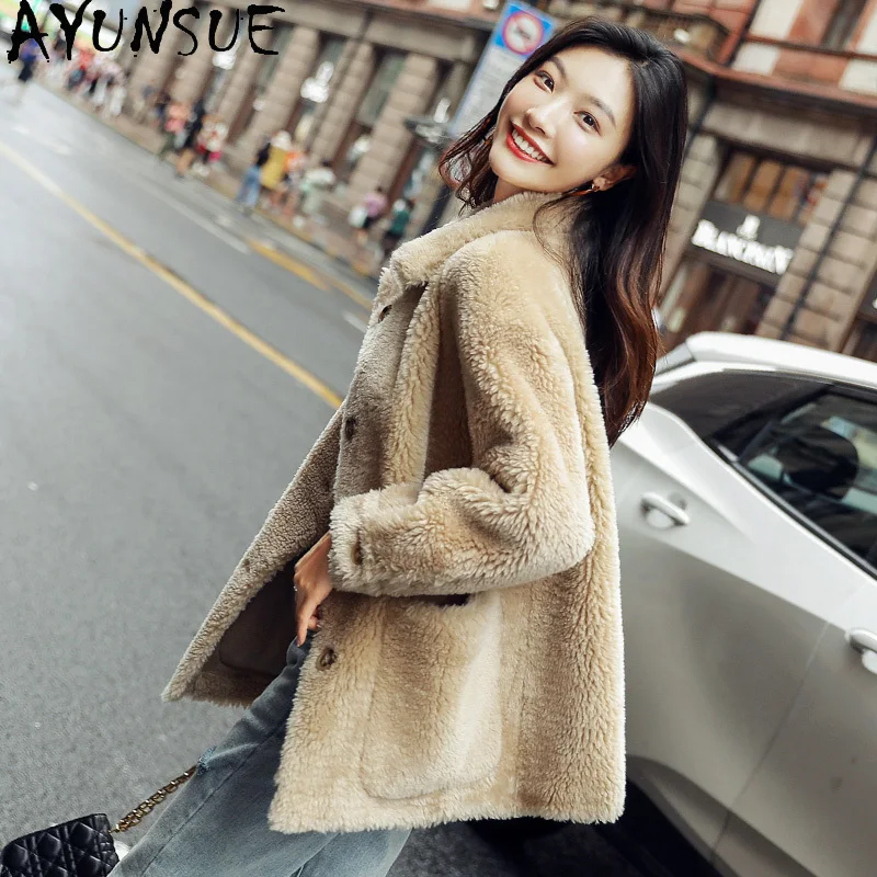 AYUNSUE Women's Real Fur Coat Wool Jacket Woman Autumn Winter Coats Women 2020 Korean Fashion Clothes Mulheres Casacos Pph1994