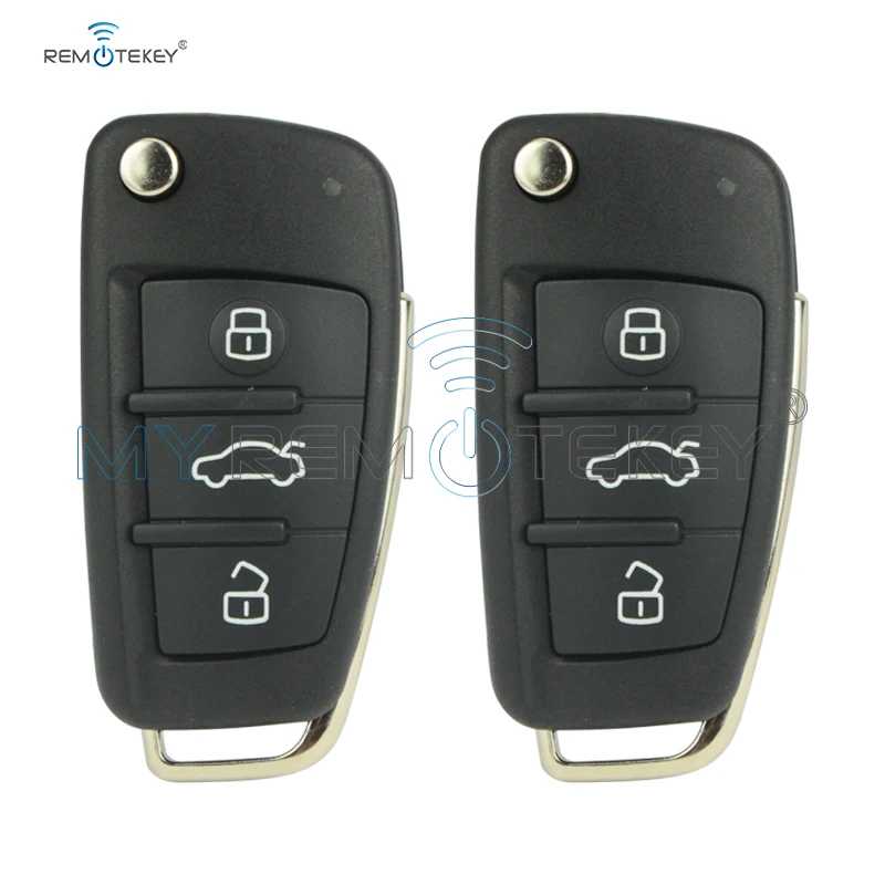 Remtekey 2pcs Folding 8P0 837 220 D for Audi A3 TT 2006 - 2013 434 mhz ID48 HU66 3 button car remote key