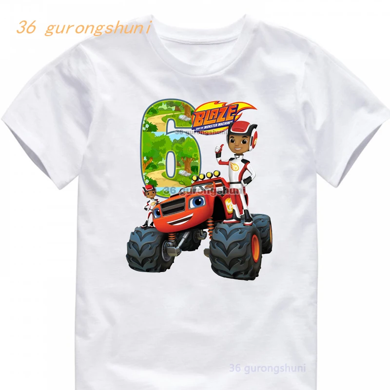 Kids T Shirt Boys T Shirts 5 6 Birthday Blaze And The Monster Machines T-shirts summer Tops For Girls clothing Children Clothes