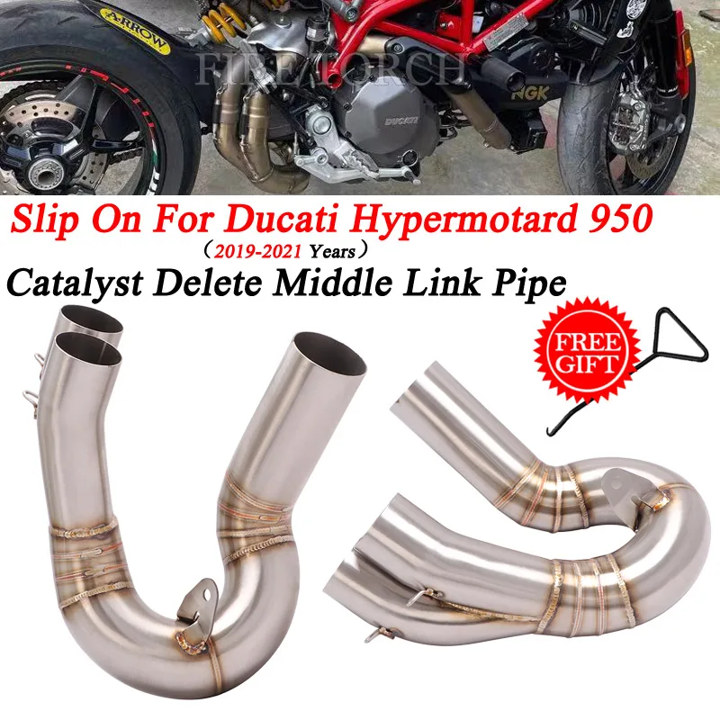 Slip On For DUCATI Hypermotard 950 SP 2019 2020 2021 Motorcycle Exhaust Escape Modified Middle Link Pipe Echappement Connec Tube