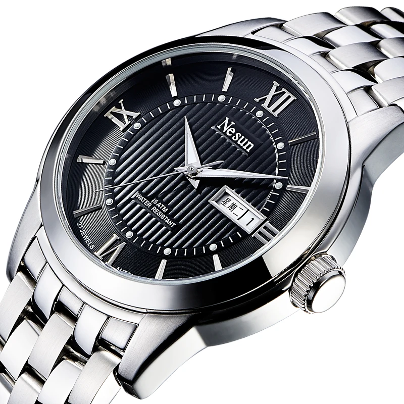 NESUN Men's Luxury Automatic Mechanical Watch Japan MIYOTA Sapphire Crystal 100M Waterproof Dual Calendar Luminous Hands N9201