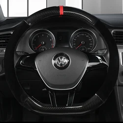 D Shape Car Steering Wheel Cover For VW Golf 7 Polo 2014-2021 Scirocco Jetta 6 2017-2021 Santana 2016-2021 Auto Accesorioss