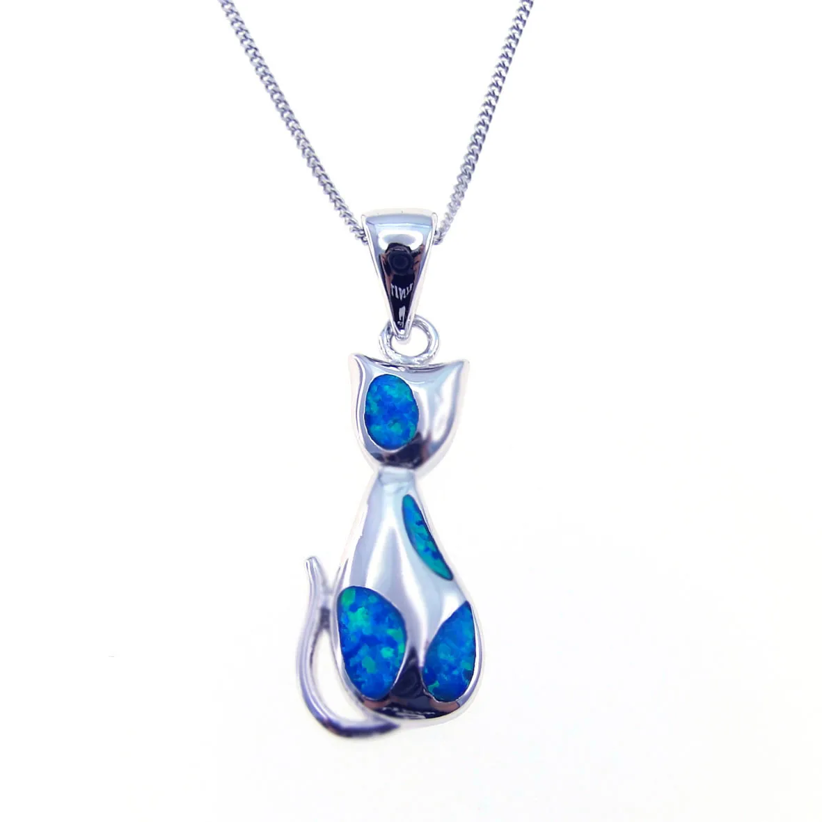 Pendentif en pierre opale bleue, joli pendentif pour mariage féminin, plaqué argent