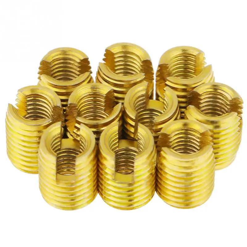 10pcs  M8xM12X15L Steel Zinc Plating Self Tapping Thread Insert kit Helical Insert Self Tapping Slotted Screw