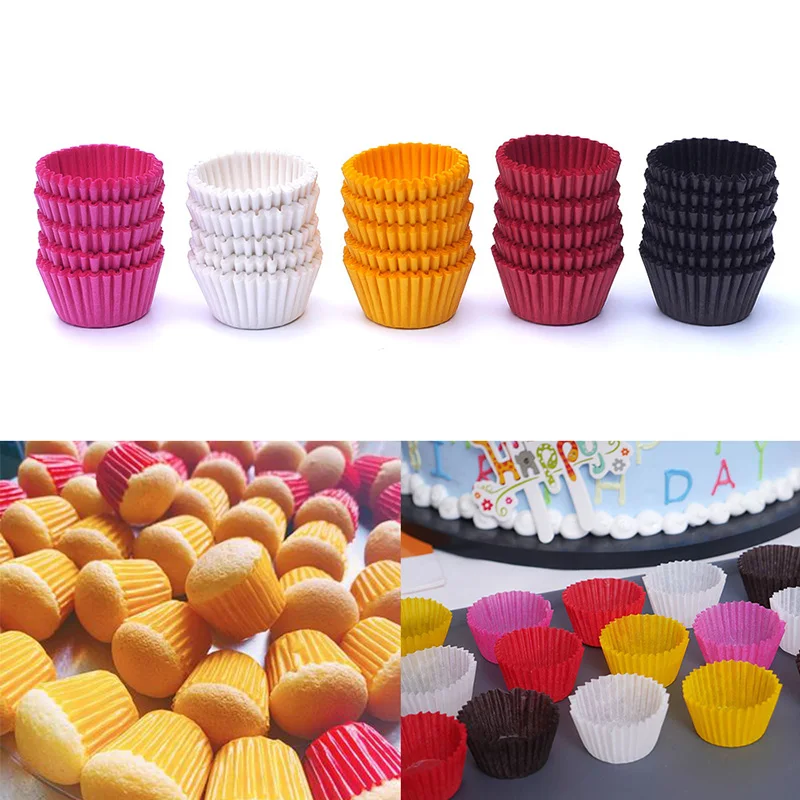 100/1000Pcs Mini Chocalate Paper Liners Cup Baking Muffin Cake Decorating Cupcake Cases Mold Solid Color Birthday Party Decor