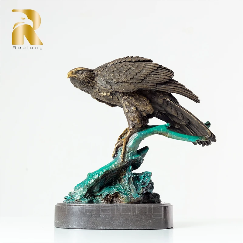 30cm Bronze Eagle Statue Bronze Arab Eagle Sculpture Animal Statue and Sculpture Home Decor Luxury Ornament Gifts Figurines