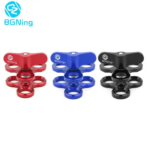 BGNING Aluminum CNC Camera Accessory Diving Ball Fixture Lights Arm Ball Butterfly Clip Triple Clamp Mount Adapter for Gopro 13