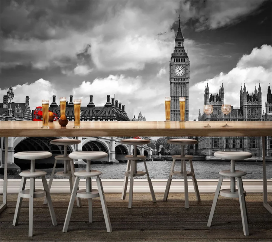 Custom wallpaper 3d nostalgic retro london tower big ben city street mural background wall papers home decor papel de pared обои