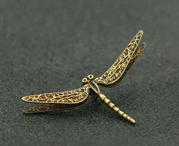 Handmade pure Brass exquisite dragonfly craft DIY ornament Miniature Fitting desktop decoration accessories a3204
