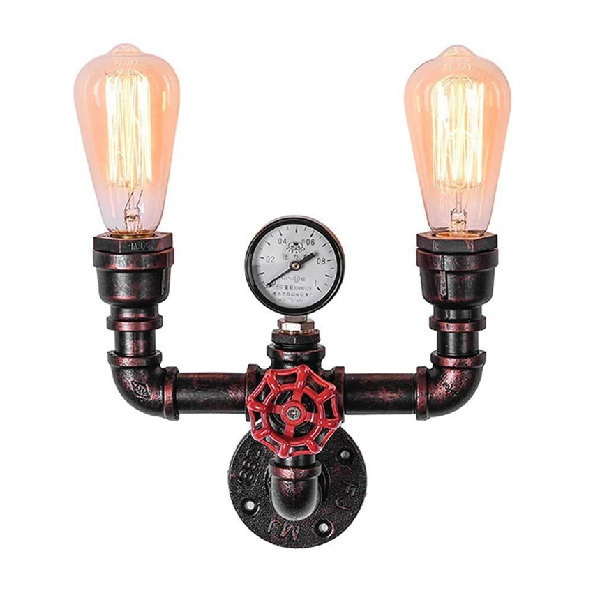 

Loft pipe iron wall lamps industrial wind bar restaurant aisle background retro nostalgic rust decorative wall sconces lights