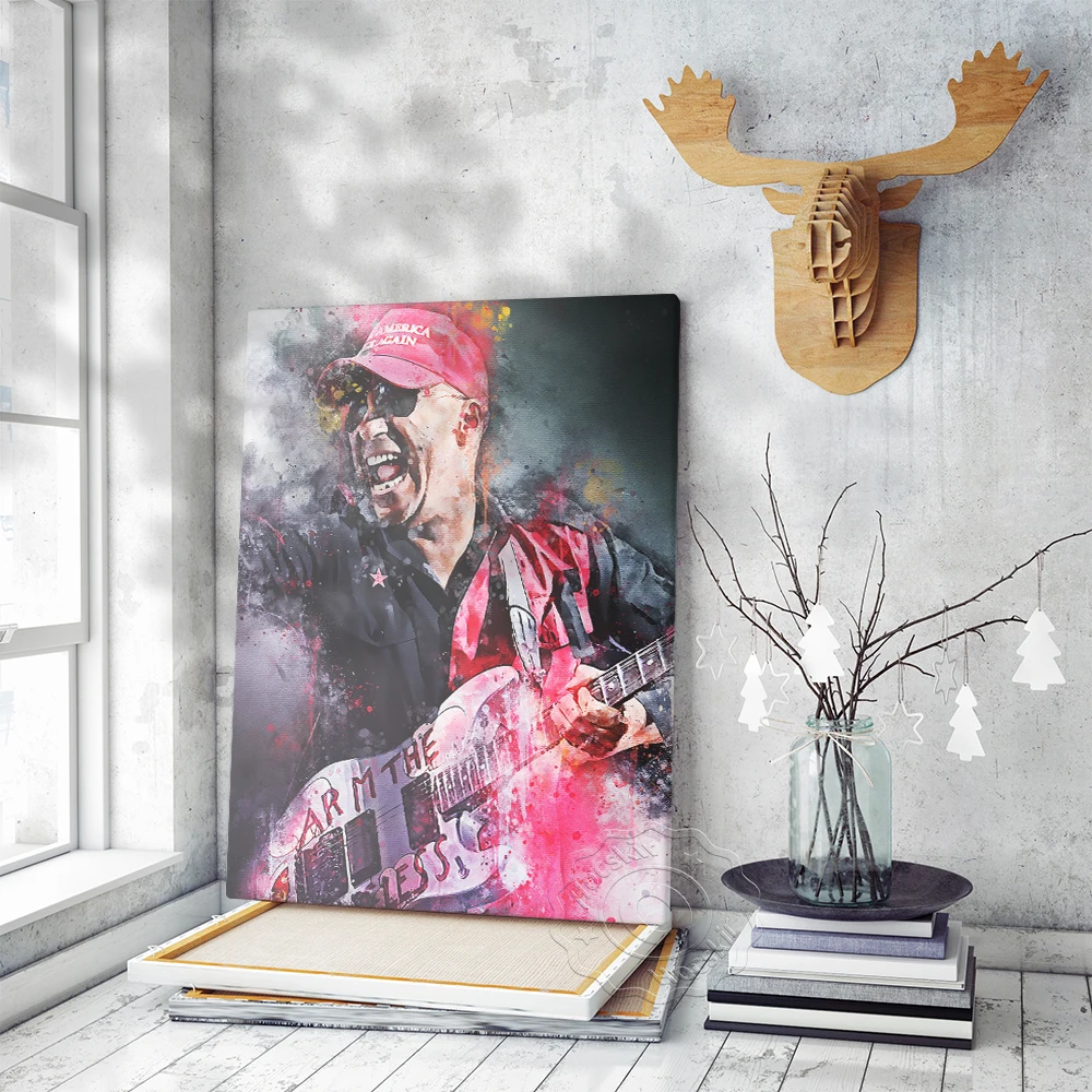 Heavy Metal Music Rop Singer Thomas Morello Art Poster, America Hardcore Punk Guitarist Musician Watercolour Decor Mural, Fans