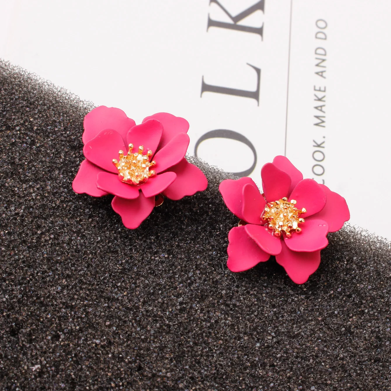 Korean Flower Stud Earrings For Women New Sweet Spray Paint Flowers Earring Girl Wedding Party Engagement Jewelry Gifts