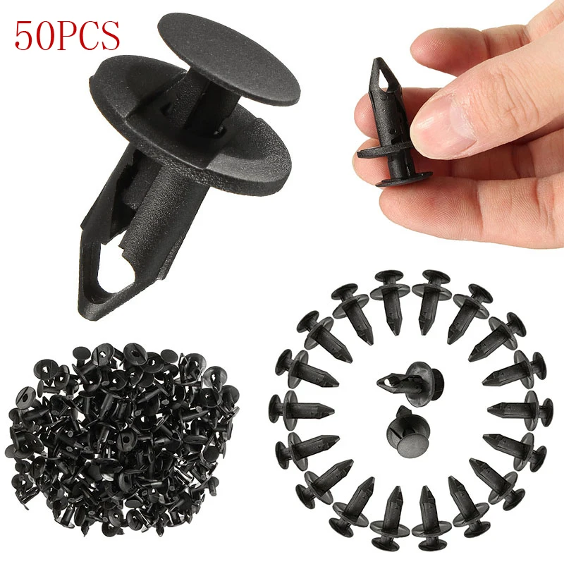 Clips de retenue de rivet de goupille de poussée de bouclier de voiture, clip pour le panneau de porte de pare-chocs de voiture, clips de doublure de garde-boue, RL UTV, 8mm, 50 pièces