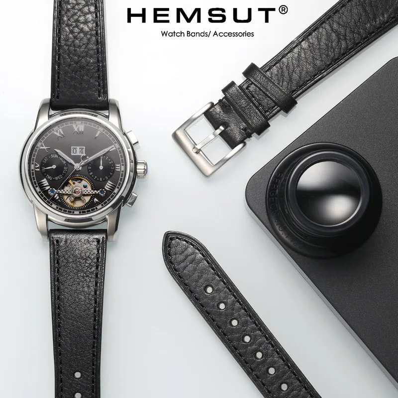 HEMSUT Italy Genuine Cow Leather Watch Band For Man Vintage Soft Wrap Handmade Leather Watch Straps Quick Release  22mm18mm20mm