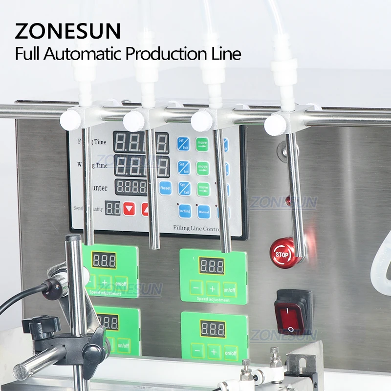 ZONESUN-جهاز تعبئة السوائل الأوتوماتيكي لسطح المكتب ، وآلة وضع العلامات ، والزيت ، والزجاجة البلاستيكية ، وغطاء منقار البط