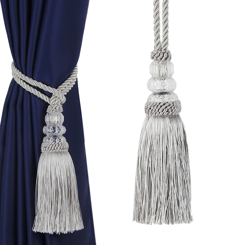 1Piece Faux Crystal Beaded Tassels Fringe Curtain Tieback Rope Window Drapes Decoration Door Hanging Ball Tassel Accessories