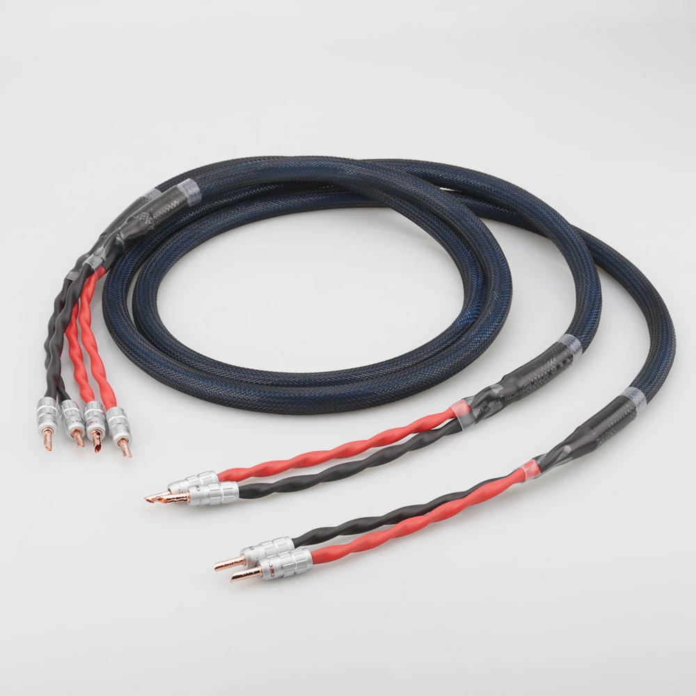 hi-end Copper Silver plated Speaker cable With CMC Gold plated Banana Connector hifi speaker cable