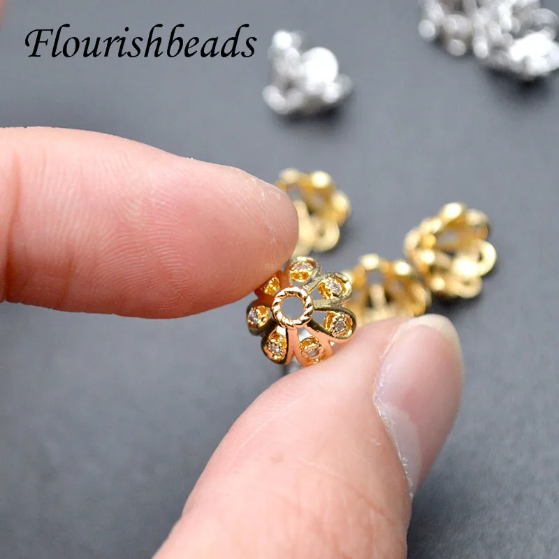 50pc / Lot Various Shape Gold Plating Flower Shape Spacer Beads 10mm 12mm Loose Beads for Jewelry Makings Findings Supplies