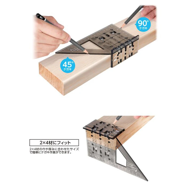 Japan Shinwa 62115 multi purpose angle ruler 45 ° 90 ° cross line ruler woodworking angle ruler hole ruler