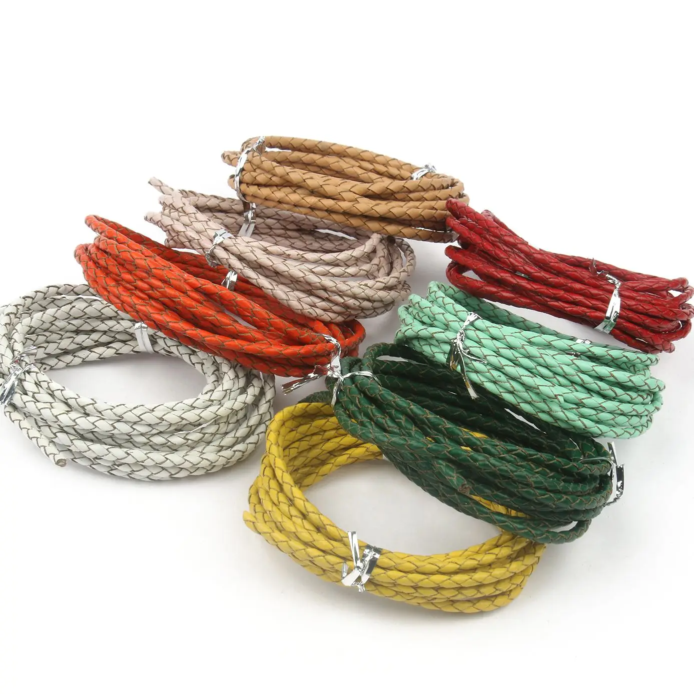 Corde tressée en cuir véritable, 15 documents, accessoires de bijouterie, 3, 4, 5, 6mm, ronde, pour bracelet de bricolage, 2m