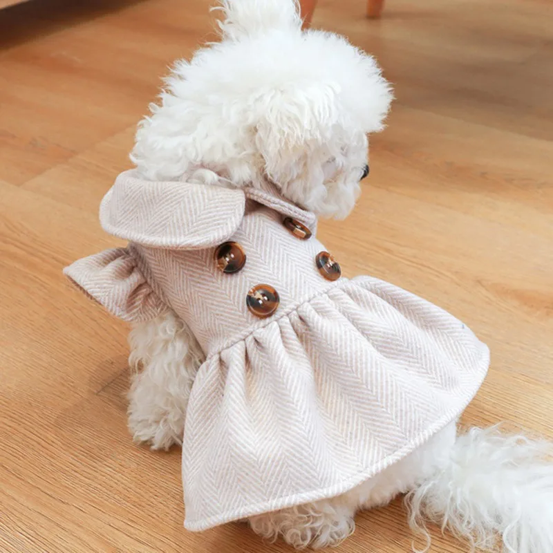 British Style Pet Dog Dress For Dogs Cats Vest Jacket Winter Chihuahua Yorkies Teddy Poodle Clothes Puppy Dress Coat Costume