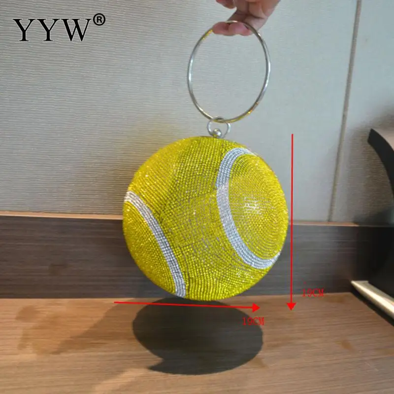 Fashion Women Clutch Bag Round Ball Bag With Rhinestone Tennis Design Ladies Wedding Party Purse Female Clutches Bolsas Mujer